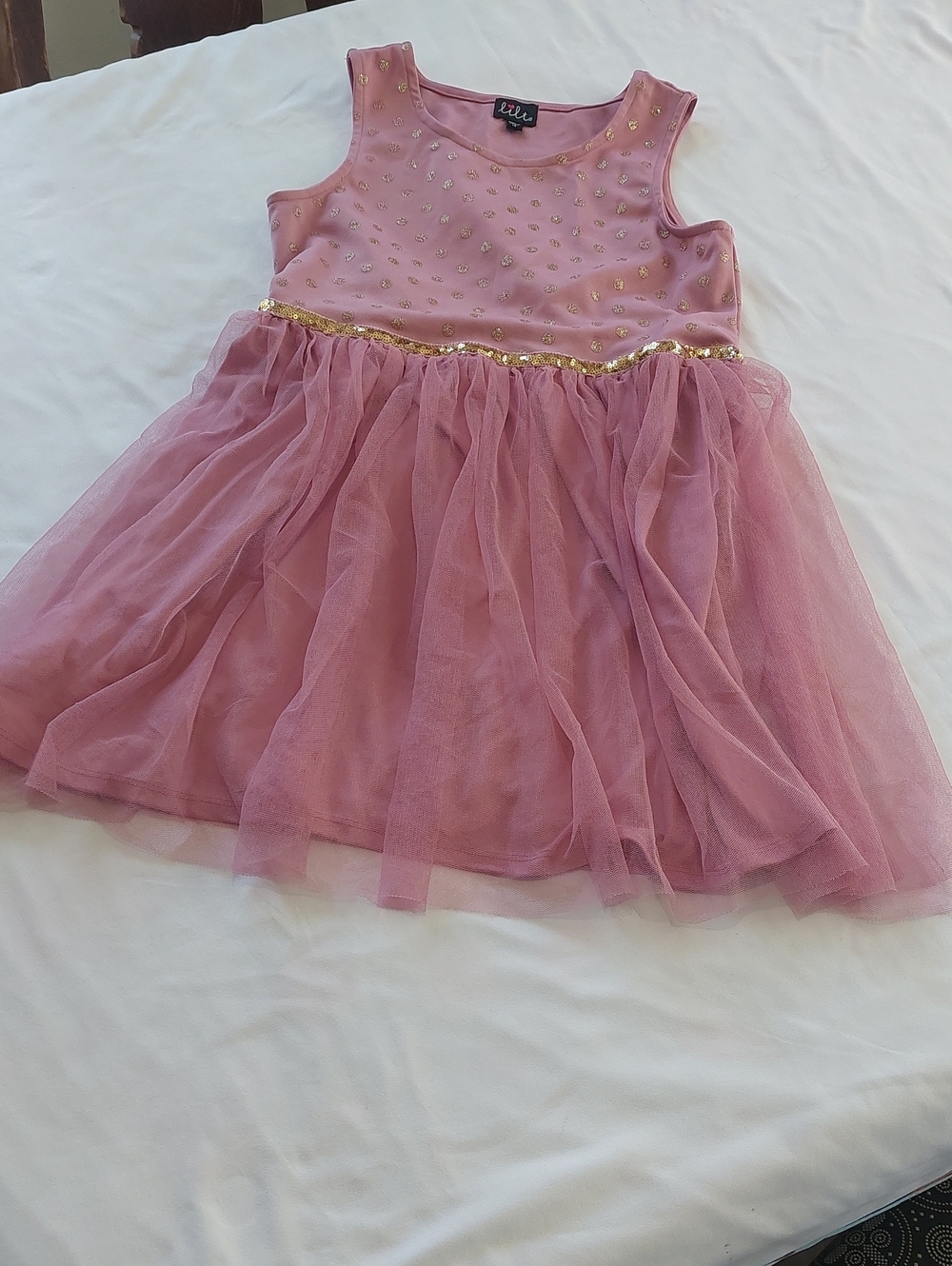 Lilt Pink Tulle Dress with Gold Accents. Girls Size 12